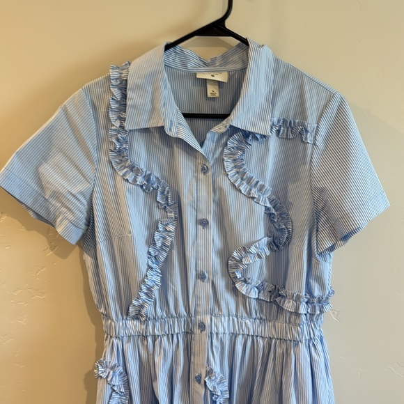 Kate Spade Target Blue Ruffle Button-Down Dress Size M - Picture 8 of 12
